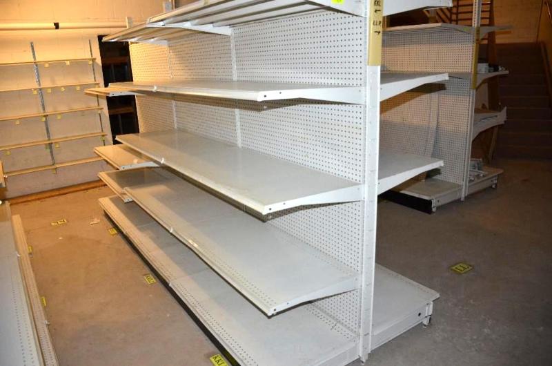 lot 137 image: Commercial metal adjustable shelves 12 feet l...