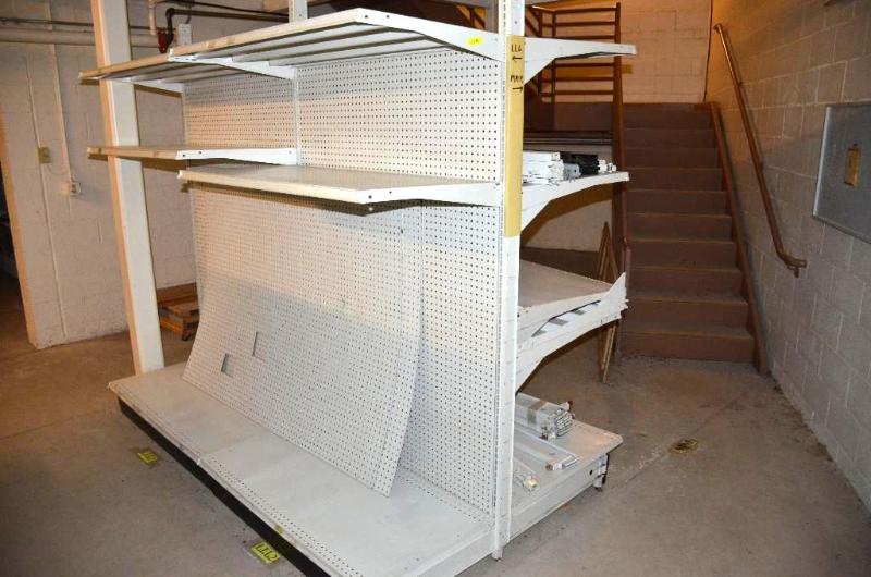 lot 138 image: Metal commercial adjustable shelving 8 feet l...