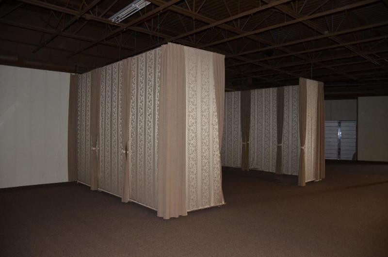 lot 144 image: Curtains 12 feet tall and approx 48 linear fe...