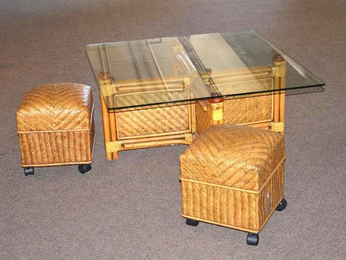 lot 15 image: Padmas plantation Table with glass top and tw...