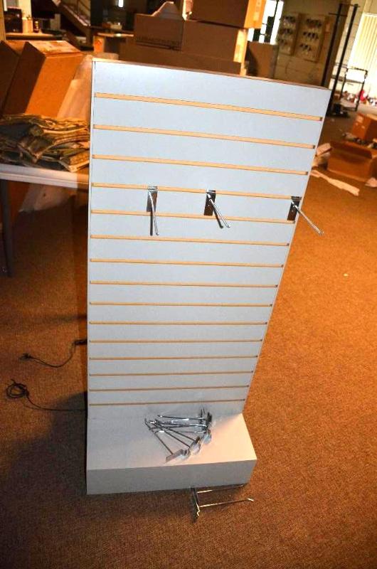 lot 150 image: Rolling wod display rack 24x54x51"...