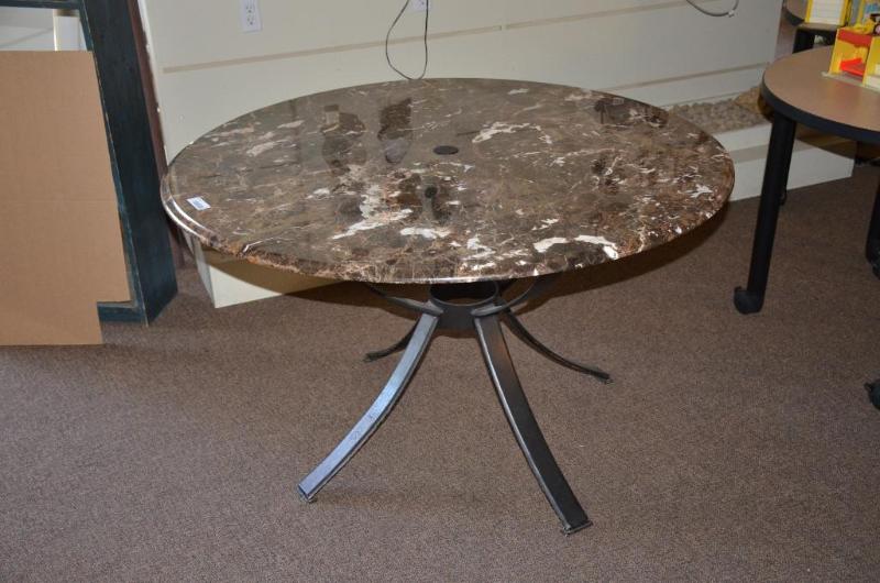 lot 2 image: Marble top Table (has crack in the top as see...