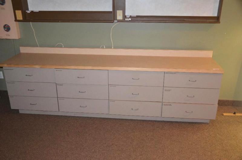 lot 21 image: Base Cabinet 29x22x108 with wood counter top....