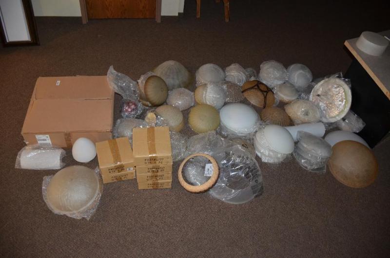 lot 33 image: Large lot of  glass fixture globes...