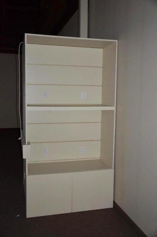 lot 38 image: Double sided display cabinet 48x51&quotx98&q...