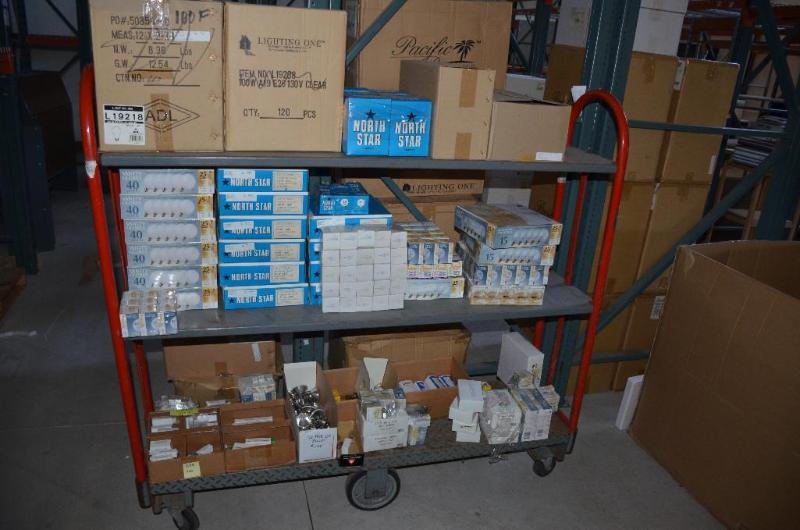 lot 57 image: Light bulbs - contents of cart as pictured. B...