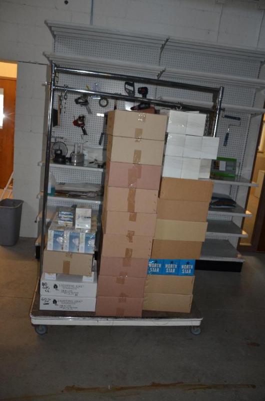 lot 59 image: Utility cart 52x77x25". Contents is not ...