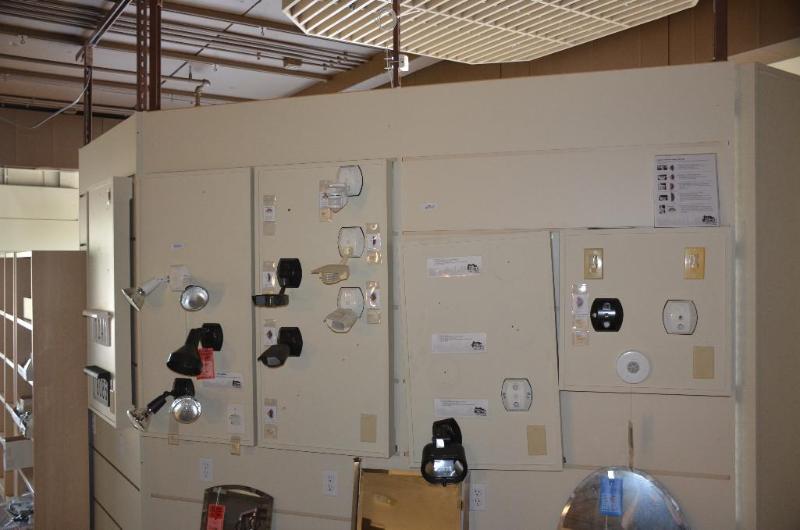 lot 94 image: 7 hanging boards with attached light fixtures...