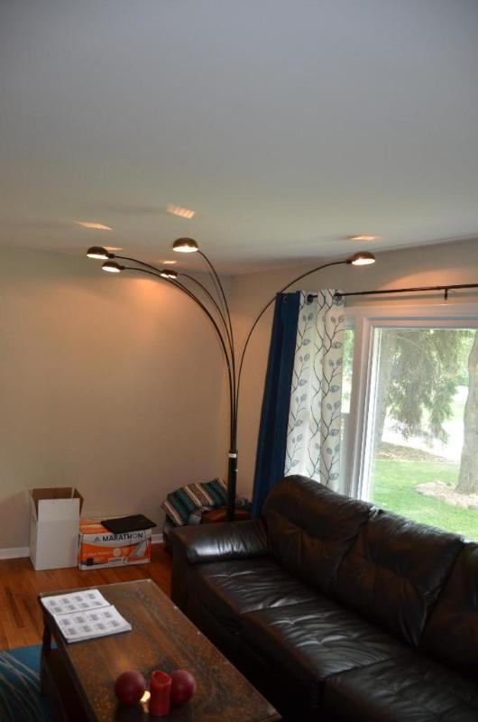 Large black metal floor lamp 8 feet tall....