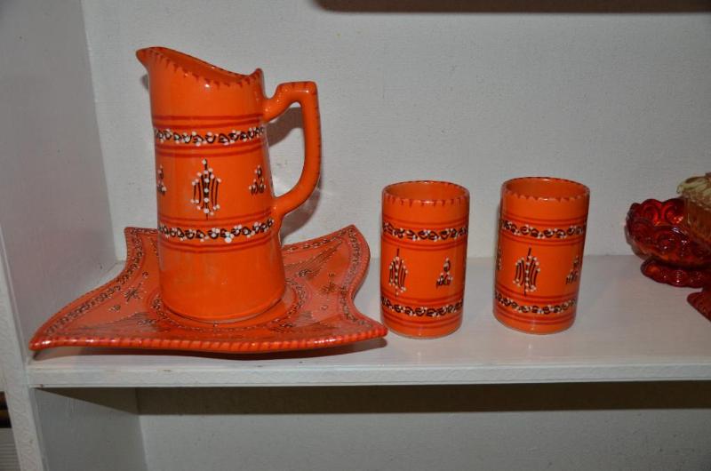 Set of mugs &amp pitcher &amp tray from Ind...