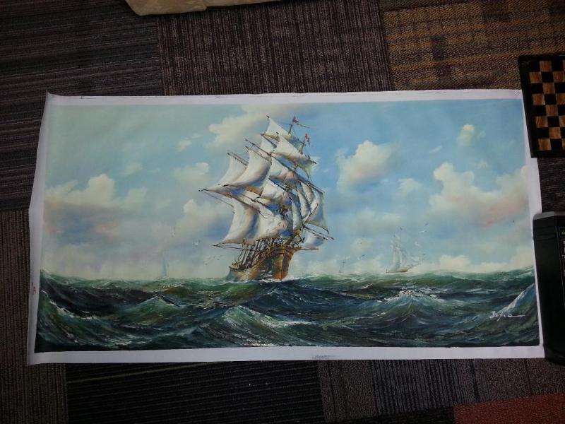 Oil painting signed by Jake 48x24&quot...