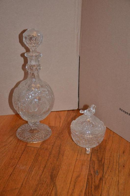 Matching set crystal glass decanter 13&quot ...