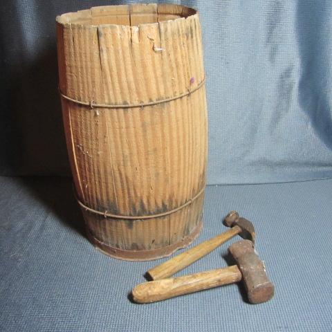 Wooden Nail Keg, Hammers