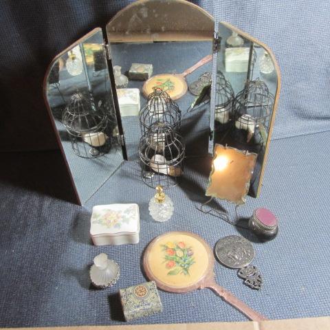 Trifold Dressing Mirror, Dresser Boxes
