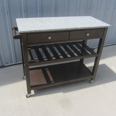 Marble Top Wood Kitchen Cart