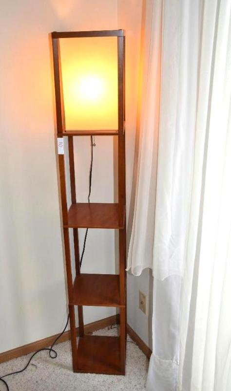 lot 10 image: Mid century lamp with shelves 63x10"...