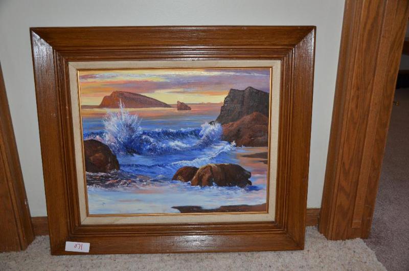 lot 16 image: framed oil painting original by Max 24x29&quo...