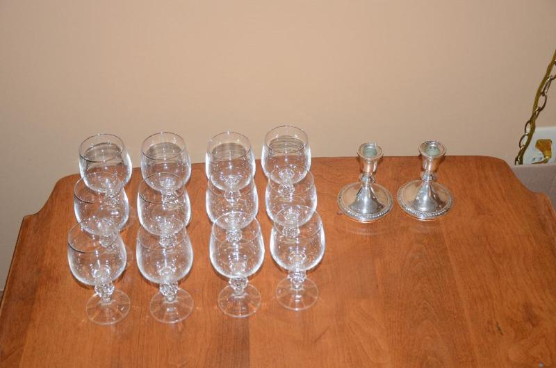 lot 36 image: 2 Poole Sterling Weighted 299 candlestick hol...