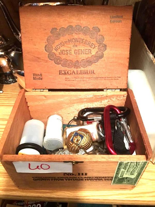 lot 60 image: Old collectible wood box about 6" long w...