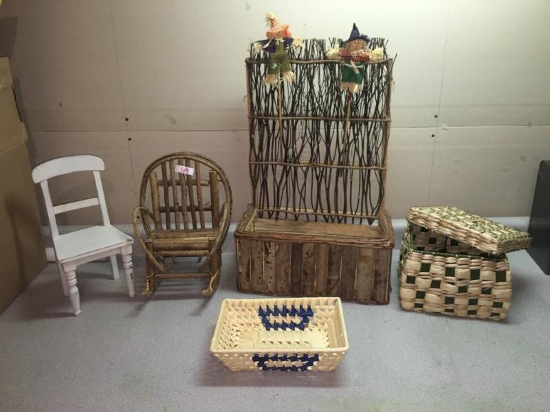 lot 69 image: Mini baskets and chairs and vine like flower ...