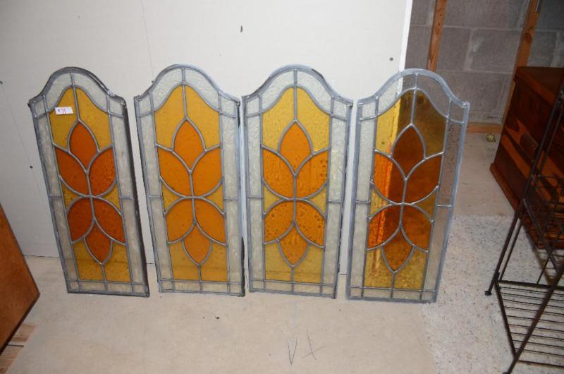 lot 71 image: Stained glass - 4 panels 10x25"...