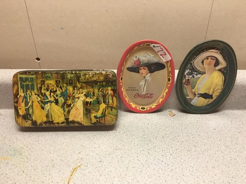 lot 72 image: Two early 1970s Coca Cola Tip Trays 6x4.5&qu...