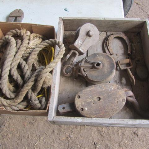 lot 126 image: Wooden & Block, Pulleys, Rope