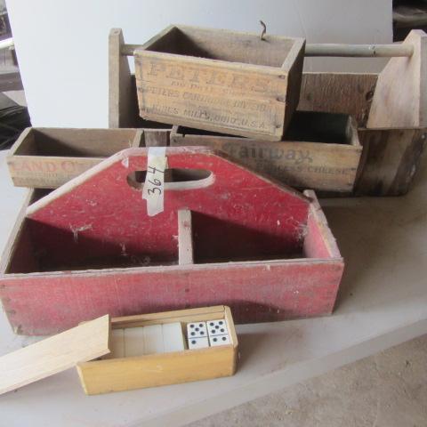 lot 364 image: Wood Tool Trays, Cheese & Ammo Boxes