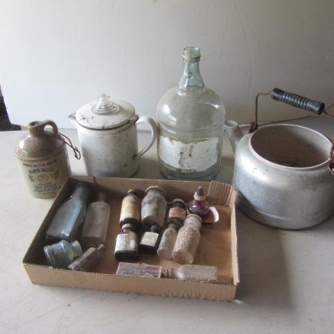 lot 379 image: Vintage Bottles, Enamel Coffee