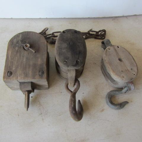 lot 38 image: Three Block Pulleys