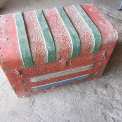 lot 406 image: Antique Strap Trunk