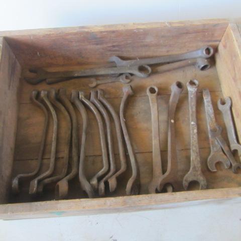 lot 41 image: Wood Box, Wrenches wFord