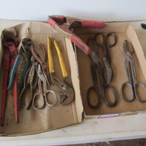 lot 97 image: Tin Snips, Pliers, Wire Cutter