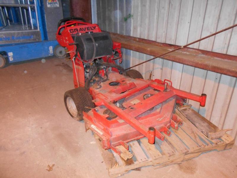 lot 13 image: Gravely Walk Behind Lawnmower. Missing a few parts.