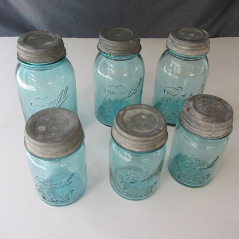 lot 14 image: Blue Canning Jars