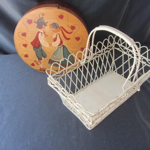 lot 180 image: Wooden Painted Box, Basket