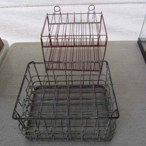lot 205 image: Galvanized Bottle Carrier, Wire Rack