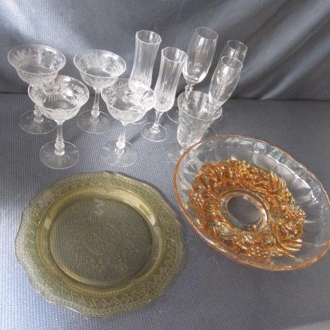 lot 219 image: Amber Depression & Fancy Stemware