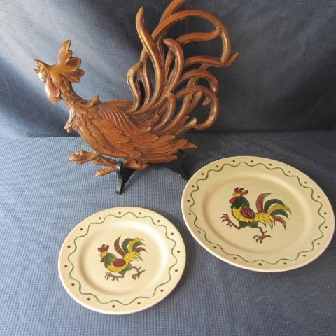 lot 34 image: Poppytrail Plates, Syroco Rooster