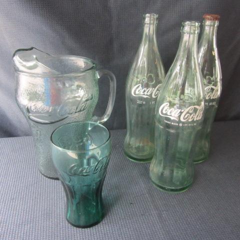 lot 56 image: Coca Cola Pitcher, Tumbler, Bottles