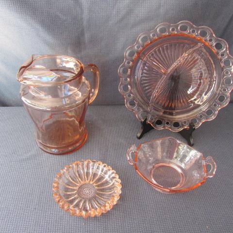 lot 59 image: Pink Depression Fancy Glass