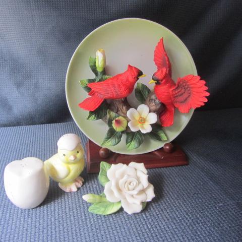 lot 96 image: Cardinal Plate, Egg & Chick Shakers