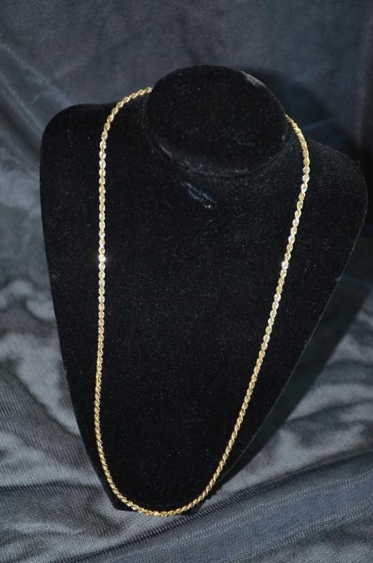 lot 104 image: Heavy 14 k Gold necklace, 24", marked 58...