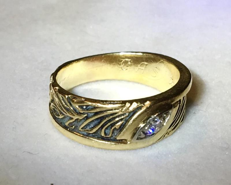 lot 107A image: 14 karat gold and diamond ring. Tested positi...