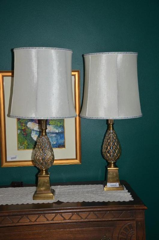 lot 156 image: Two glass lamps 41"...