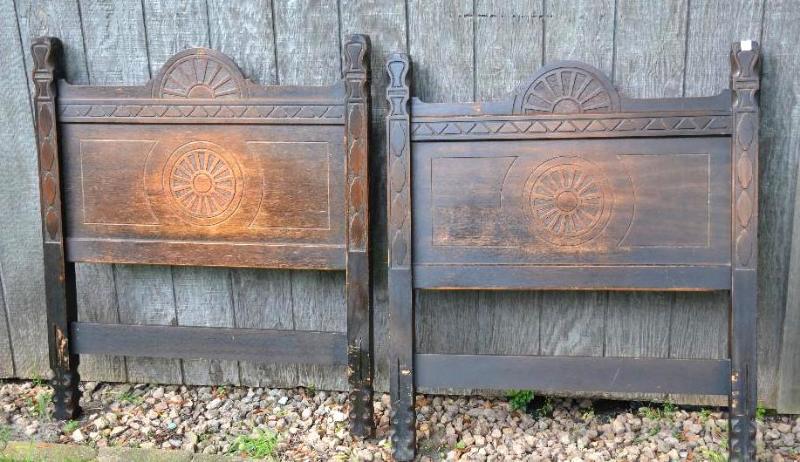 lot 183 image: Two wood head boards for single bed, 42x5&quo...