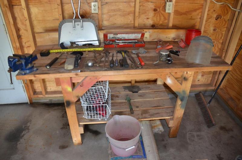 lot 223 image: work bench and tools. 28x72x36" Dirt Dev...