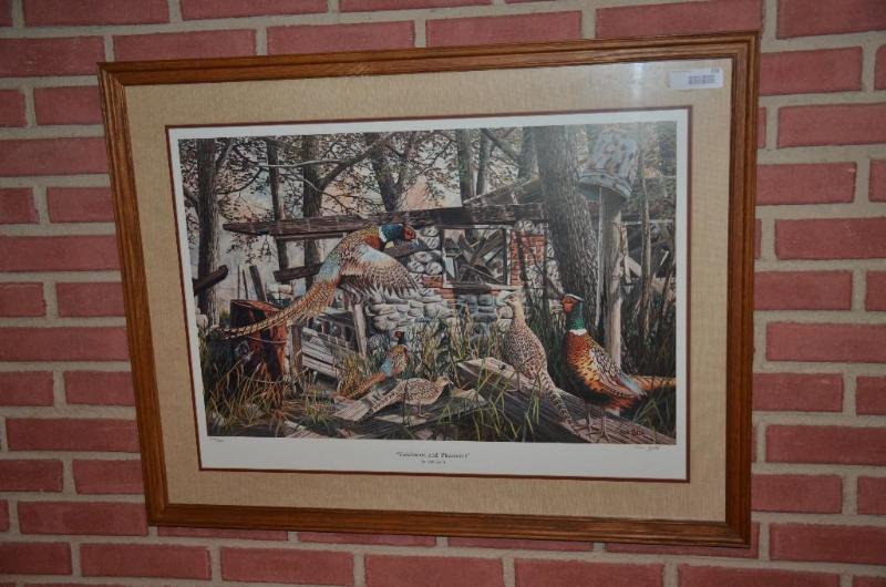 lot 238 image: Framed print &quotFieldstone And Pheasants&q...