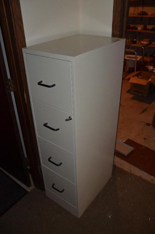 lot 161 image: Metal file cabinet with key 22x16x53"...