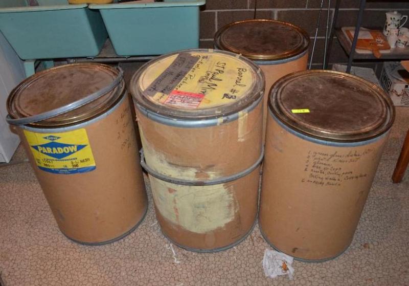 lot 168 image: 4 vintage cardboard shipping barrels 29x20&qu...